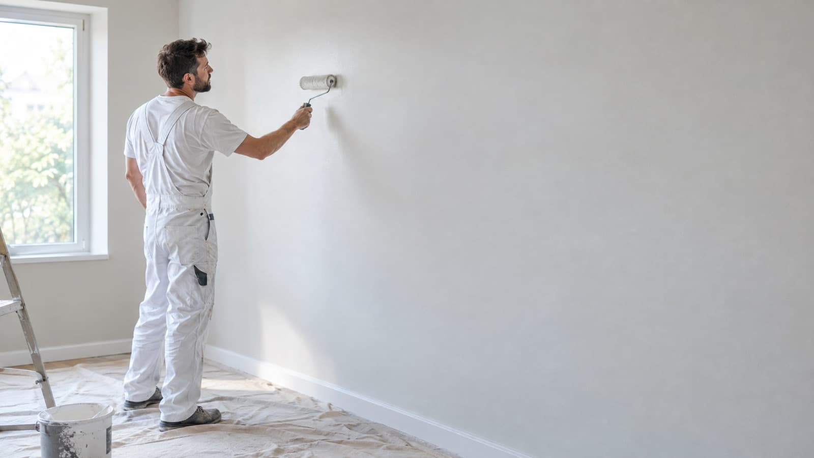 Peintre en bâtiment appliquant un enduit, assurance décennale à Avignon