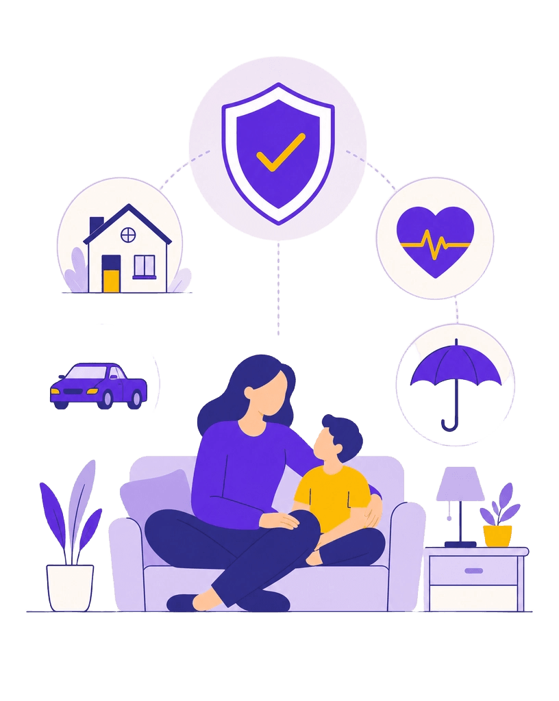 Assurance des particuliers AGI : une famille protégée — auto, habitation, santé, prévoyance suivies par un conseiller dédié