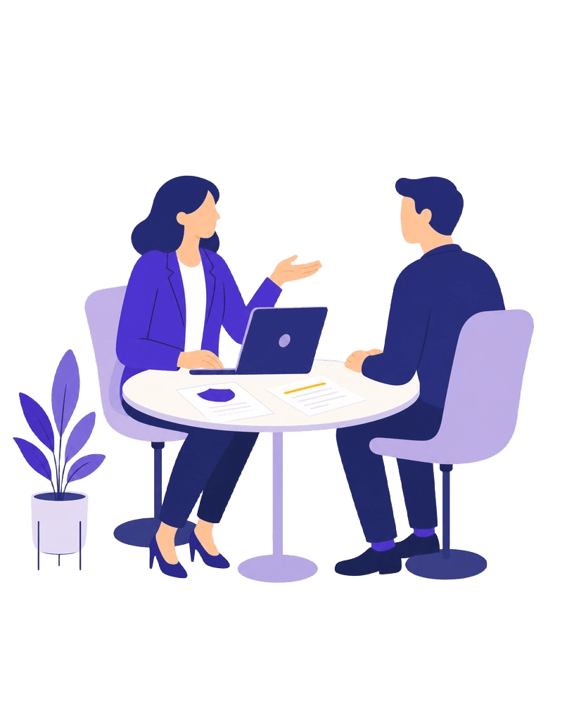 Un conseiller AGI accompagne un client autour d'une table — relation personnalisée pour ses assurances perso